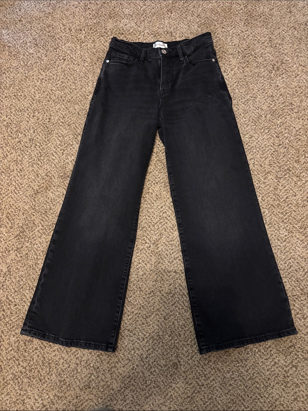 Frame Denim Women's Black Wide-Leg Jeans